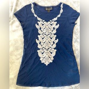 INC International Concepts Navy and Silver Ladies Top